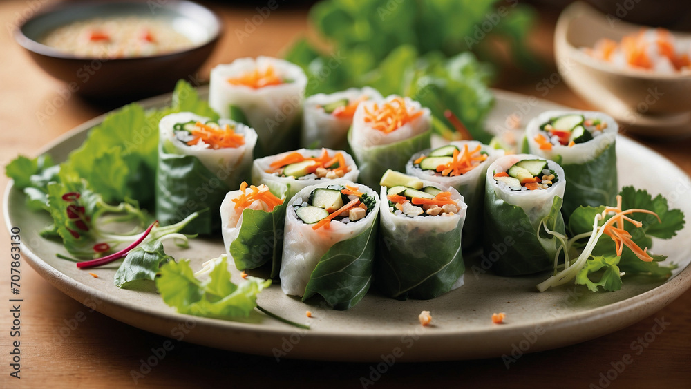 delve into the diverse array of garden-fresh vegetables featured in these spring rolls delve into the diverse array of garden-fresh vegetables featured in these spring rolls