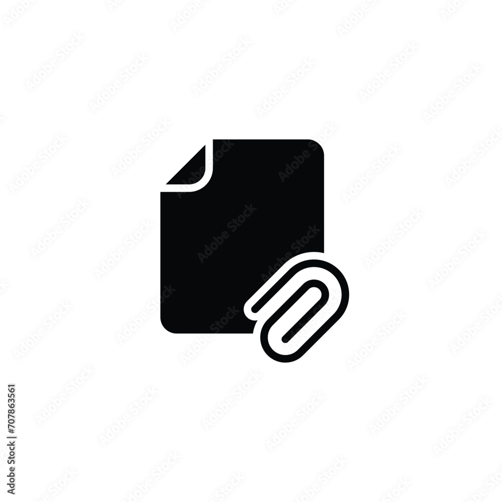 File attachment icon. Simple solid style. Paper clip, attach document, fastener, upload attachments, office concept. Black silhouette, glyph symbol. Vector isolated on white background. SVG. File attachment icon. Simple solid style. Paper clip, attach document, fastener, upload attachments, office concept. Black silhouette, glyph symbol. Vector isolated on white background. SVG.