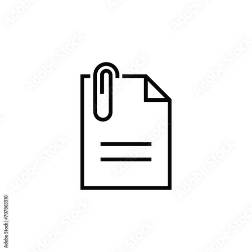 File attachment icon. Simple outline style. Paper clip, attach document, fastener, upload attachments, office concept. Thin line symbol. Vector isolated on white background. SVG.