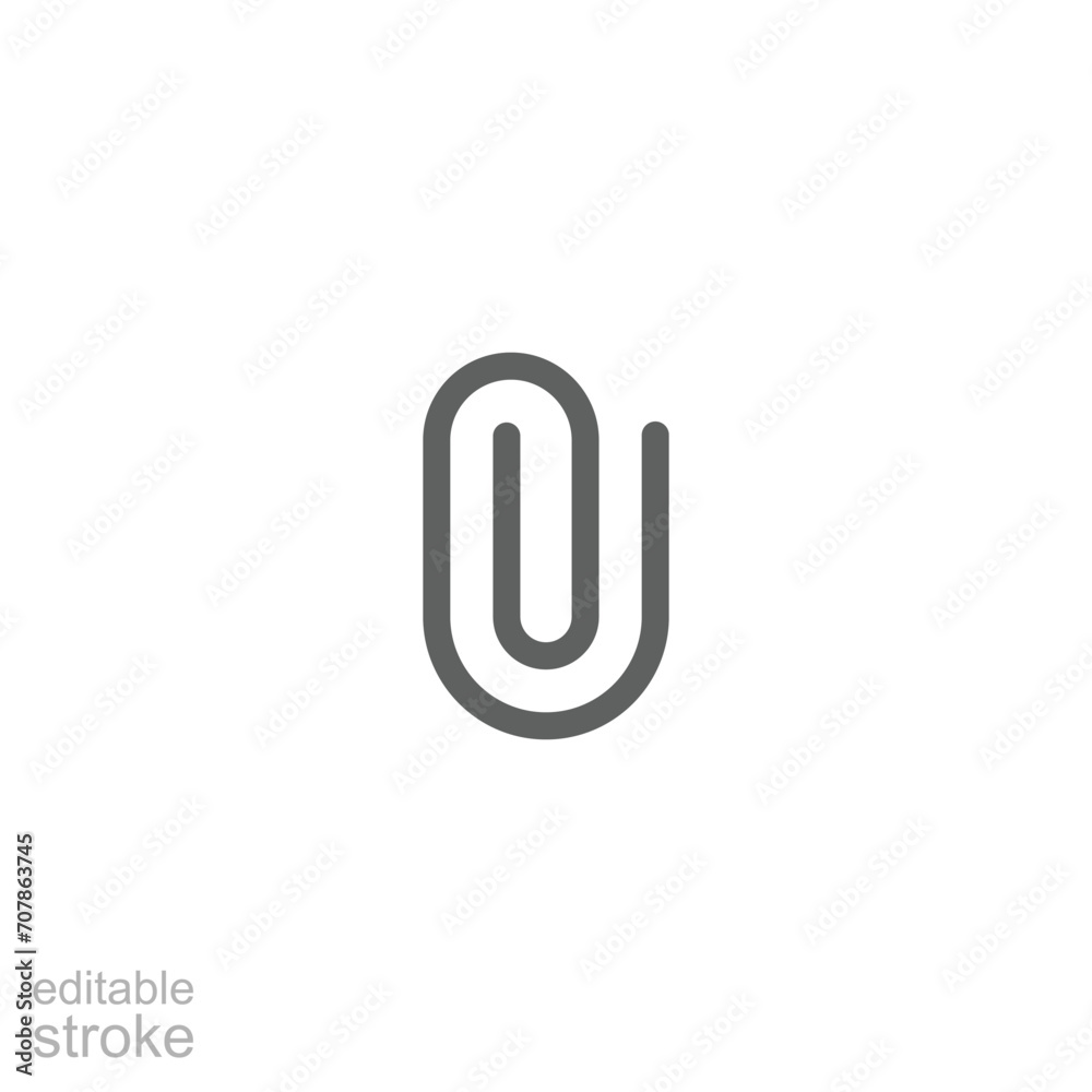 Paper clip icon. Simple outline style. Paperclip, attach, document clip, staple, fastener, page clamp, office concept. Thin line symbol. Vector isolated on white background. Editable stroke SVG. Paper clip icon. Simple outline style. Paperclip, attach, document clip, staple, fastener, page clamp, office concept. Thin line symbol. Vector isolated on white background. Editable stroke SVG.