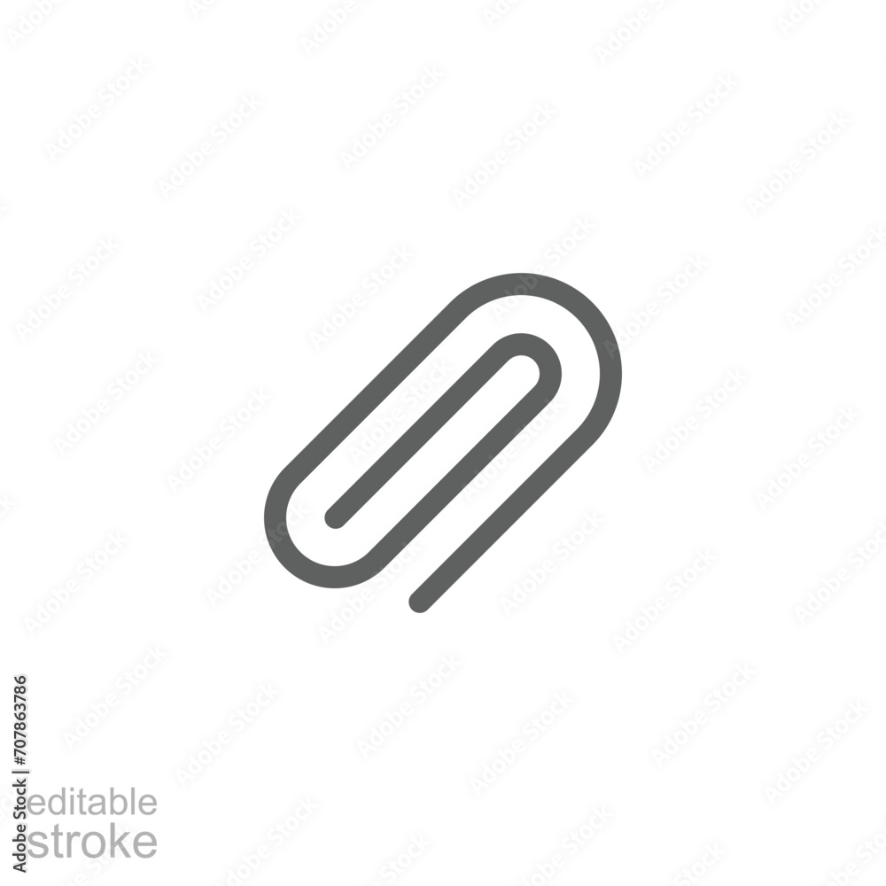 Paper clip icon. Simple outline style. Paperclip, attach, document clip, staple, fastener, page clamp, office concept. Thin line symbol. Vector isolated on white background. Editable stroke SVG. Paper clip icon. Simple outline style. Paperclip, attach, document clip, staple, fastener, page clamp, office concept. Thin line symbol. Vector isolated on white background. Editable stroke SVG.