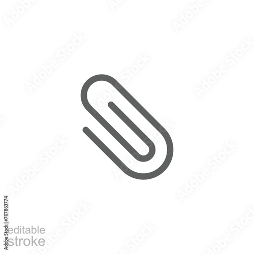 Paper clip icon. Simple outline style. Paperclip, attach, document clip, staple, fastener, page clamp, office concept. Thin line symbol. Vector isolated on white background. Editable stroke SVG. photo
