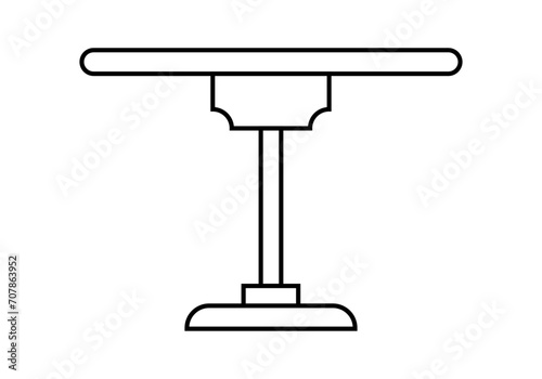 Icono negro de mesa en fondo blanco.