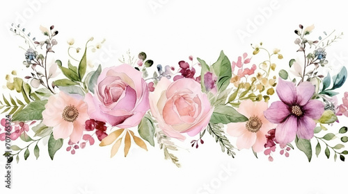 wedding invitation design with beautiful flower garden watercolor on white background © Aura