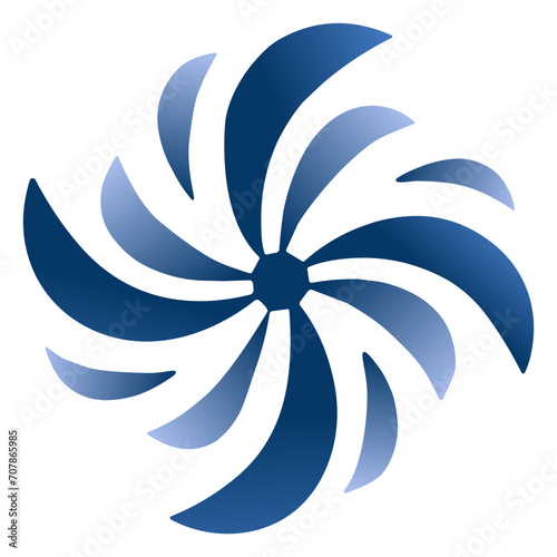 Ocean Whirl. Minimalist Abstract Nautical Vector Design Icon. Boat Propeller or Wind Turbine Symbol Icon