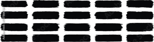 Black paint ink stroke over square frame. Grungy brushes collection. Brush lines vector set. 