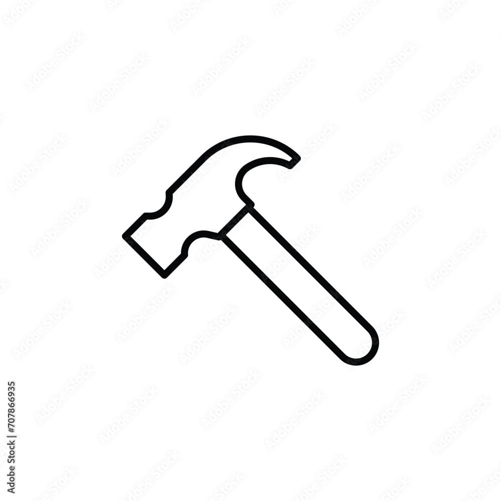 Hammer icon. Simple outline style. Hummer, metal, tool, hit, carpentry, construct, hardware, handyman, development concept. Thin line symbol. Vector isolated on white background. SVG. Hammer icon. Simple outline style. Hummer, metal, tool, hit, carpentry, construct, hardware, handyman, development concept. Thin line symbol. Vector isolated on white background. SVG.