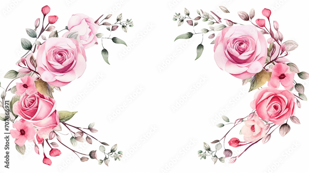wedding watercolor with watercolor arch and floral on white background