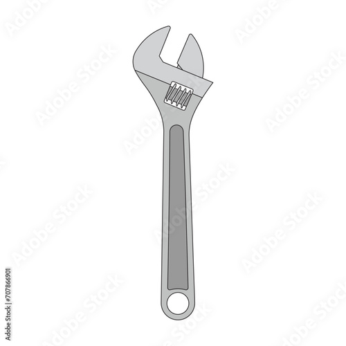 Kids drawing Cartoon Vector illustration adjustable wrench icon Isolated on White Background