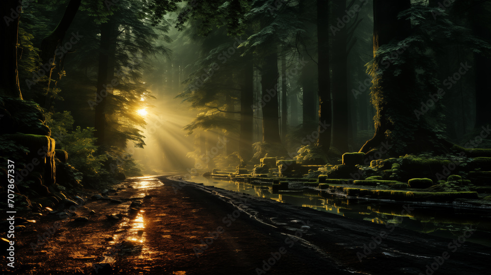 Fototapeta premium sun rays in the forest