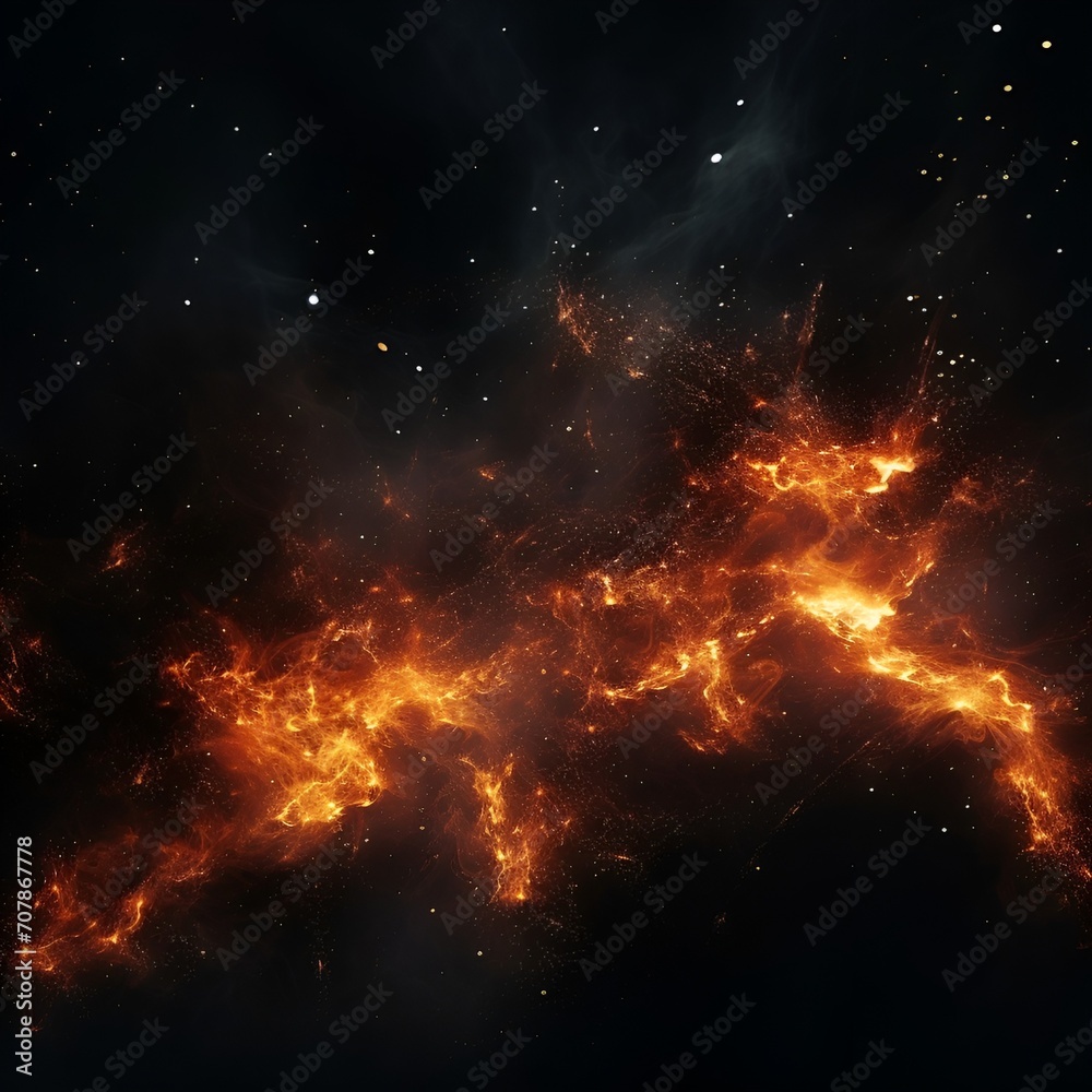 Bursting flames and black background