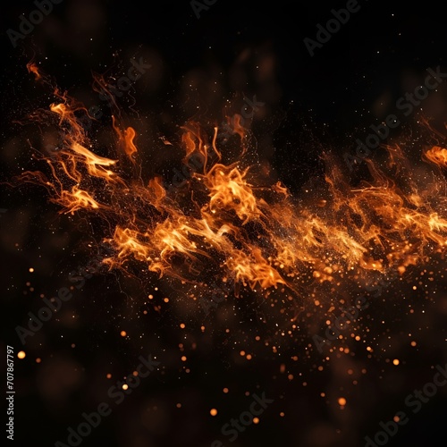 Bursting flames and black background