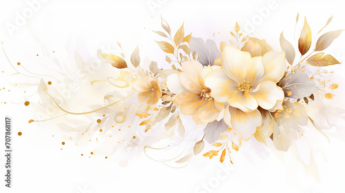 wedding flower watercolor with elegant abstract background. photo