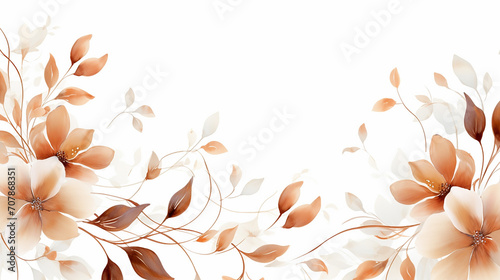 wedding watercolor with brown flower with floral background card