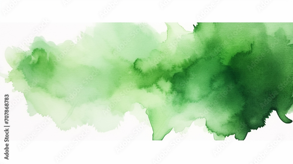 green abstract watercolor texture background on white background