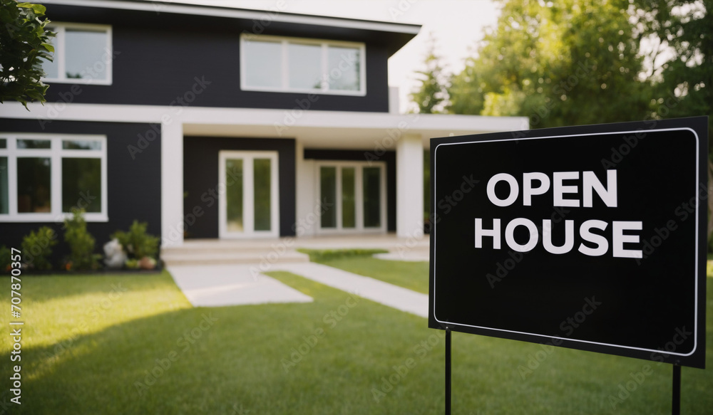 Fototapeta premium Open House for sale sign owner says sell