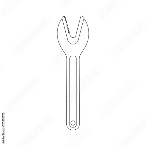 Hand drawn Kids drawing Cartoon Vector illustration aligator wrench icon Isolated on White Background