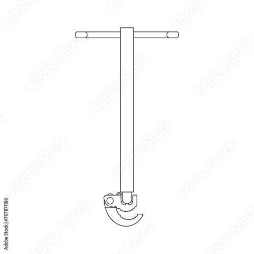Hand drawn Kids drawing Cartoon Vector illustration basin wrench icon Isolated on White Background