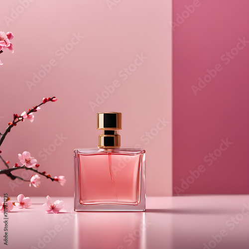 bottle of perfume with flower