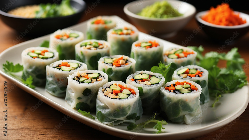 explores the creative combinations of vegetables, herbs, and spices used in these spring rolls explores the creative combinations of vegetables, herbs, and spices used in these spring rolls