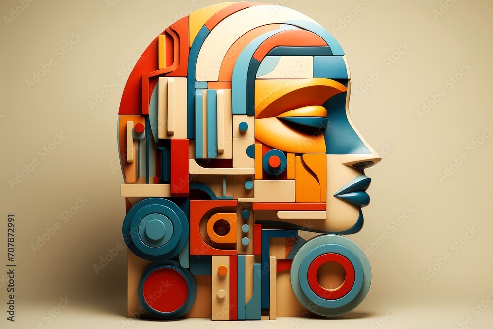 3d abstract human head,face, Psychic waves concept 3d abstract human head,face, Psychic waves concept