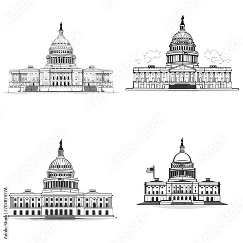 very simple isolated line styled vector illustration of Capitol Building Model isolated in white background