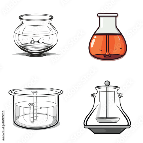 very simple isolated line styled vector illustration of Crucible (for lab testing) isolated in white background