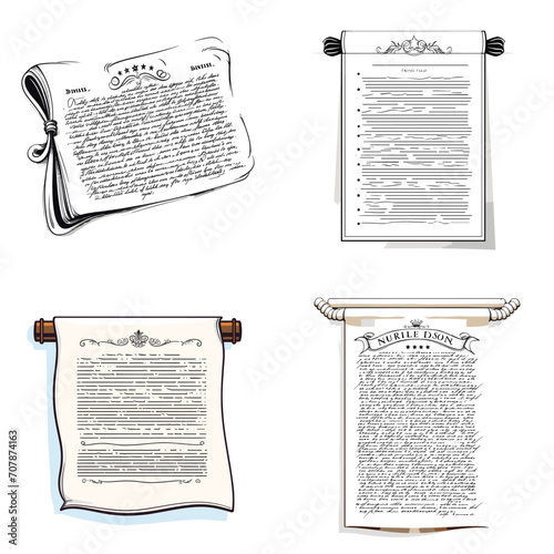 very simple isolated line styled vector illustration of Constitutional Document isolated in white background photo