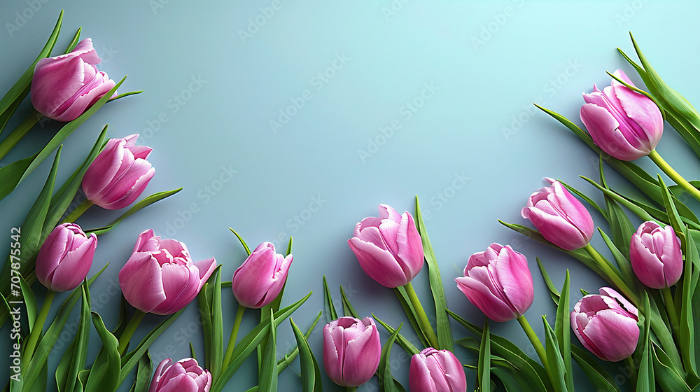 Tulips on a light background. Mother's day, Valentine's day, birthday celebration concept. Greeting card. Copy space for text. Generative AI Tulips on a light background. Mother's day, Valentine's day, birthday celebration concept. Greeting card. Copy space for text. Generative AI