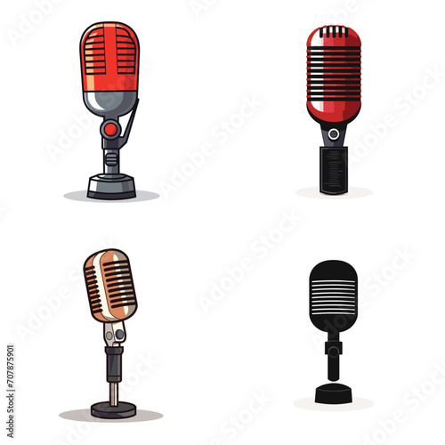 very simple isolated line styled vector illustration of Educational Podcast Microphone isolated in white background