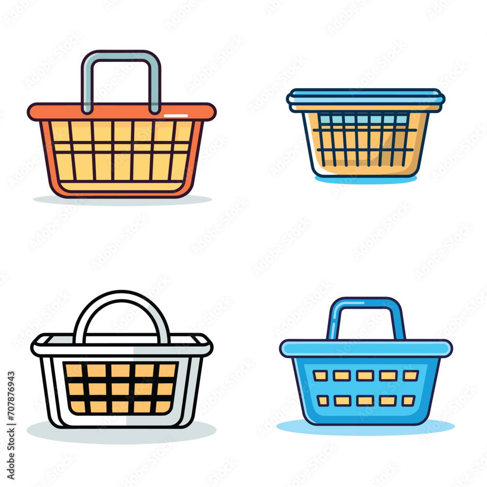 very simple isolated line styled vector illustration of Shopping Basket isolated in white background