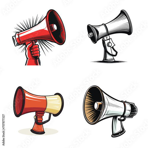 very simple isolated line styled vector illustration of Protest Megaphone isolated in white background