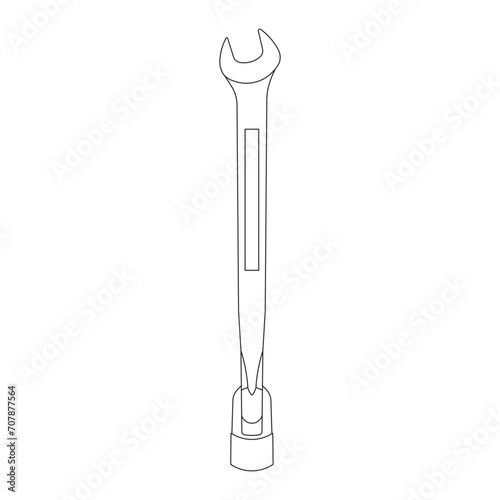Hand drawn Kids drawing Cartoon Vector illustration saltus wrench icon Isolated on White Background photo