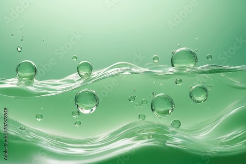 pink green face serum gel texture with bubbles close up ,copy space top view 