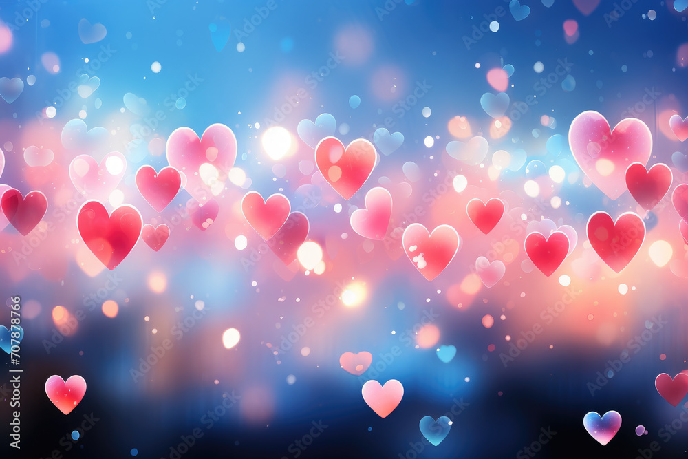 Glowing Hearts. Ai generative Glowing Hearts. Ai generative