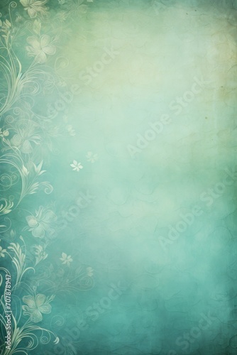 Cyan soft pastel background parchment with a thin barely noticeable floral ornament background