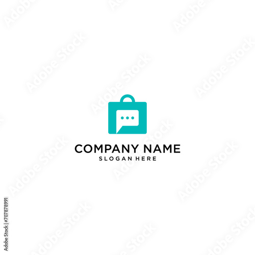 shop chat design logo vector icon