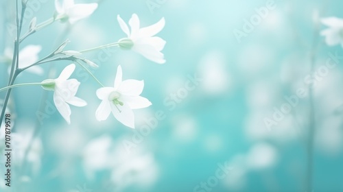 Spring snowdrops on blue background. First spring blooming Delicate Snowdrop flowers. Illustration for postcard, template, card. Copy Space. International happy womens day, 8 March, Mothers concept..