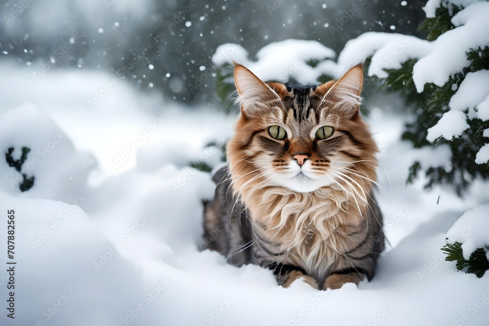 cat in snow