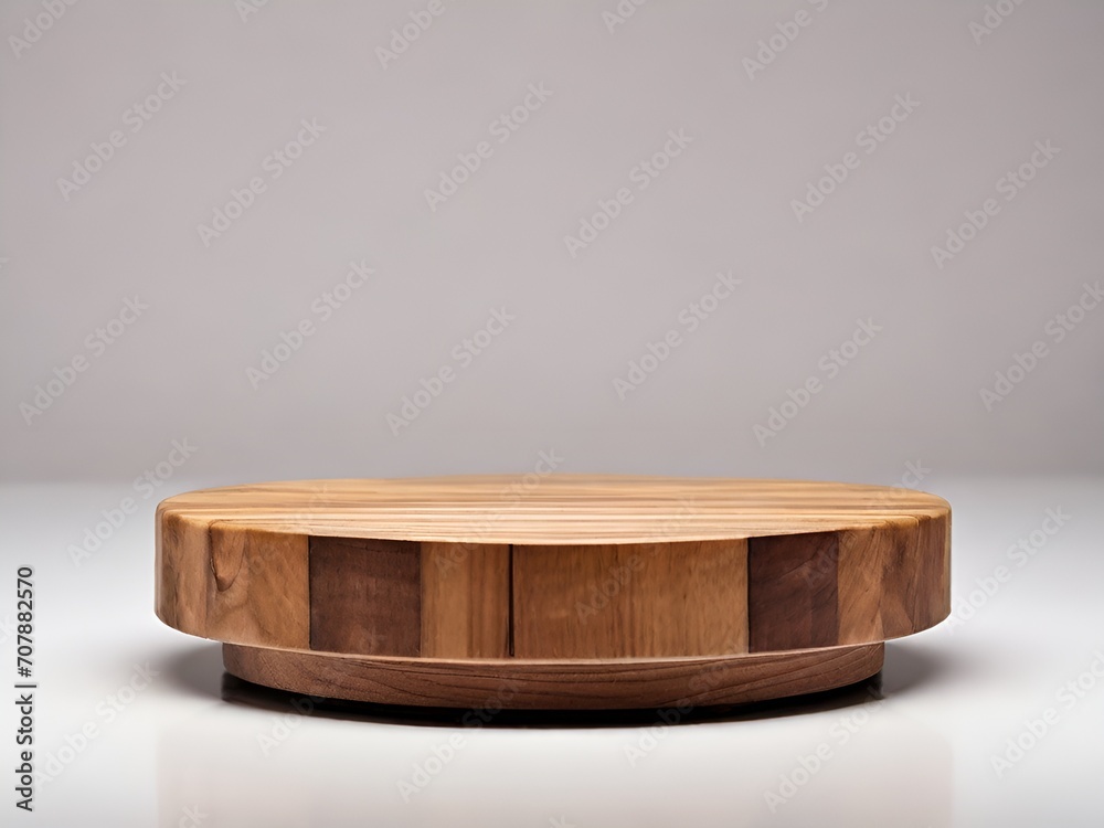 wooden round stand is oiled on a white background Ai generative wooden round stand is oiled on a white background Ai generative