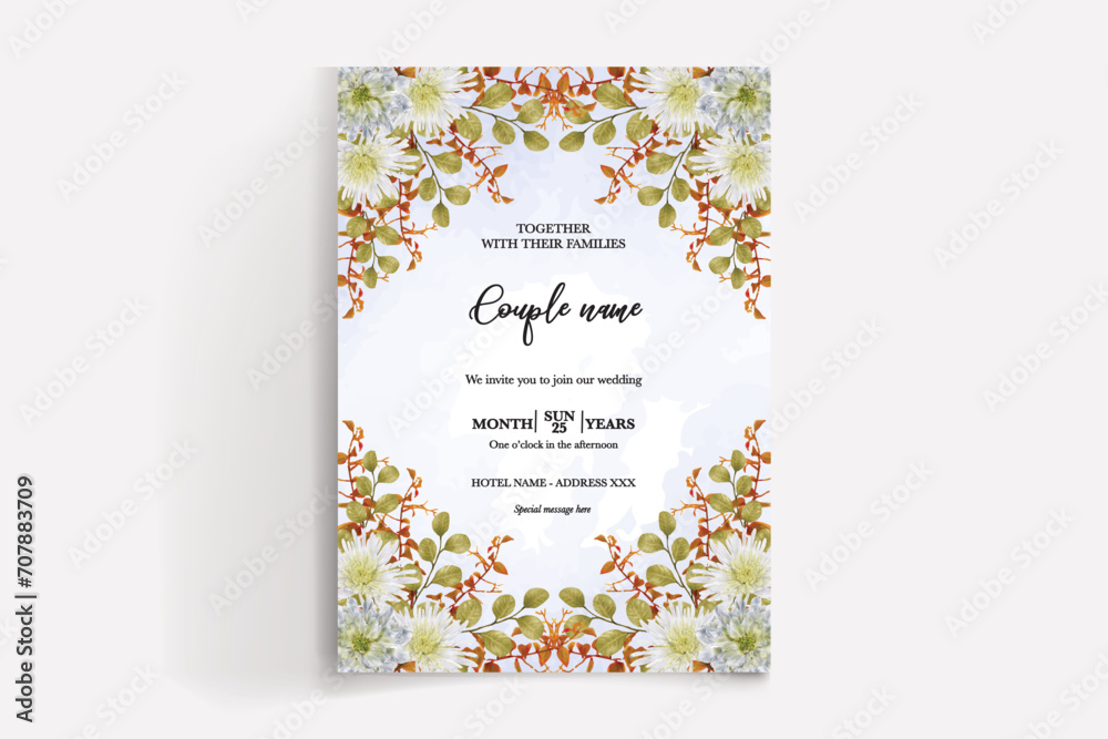 Obraz premium wedding invitation templates with white flowers