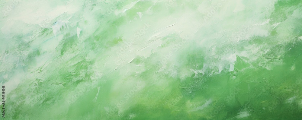 Green closeup of impasto abstract rough white art painting texture