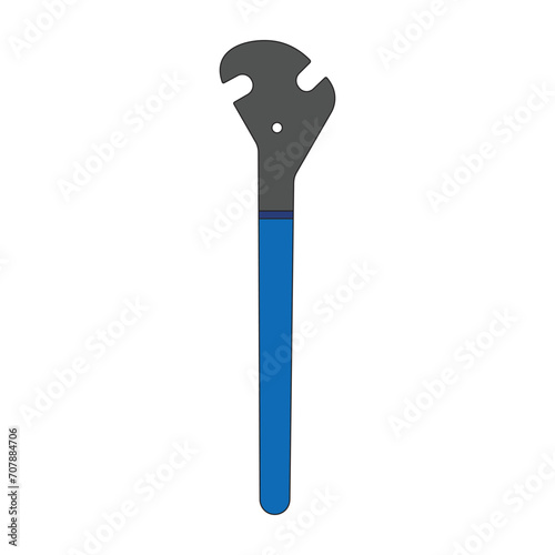 Kids drawing Cartoon Vector illustration pedal wrench icon Isolated on White Background