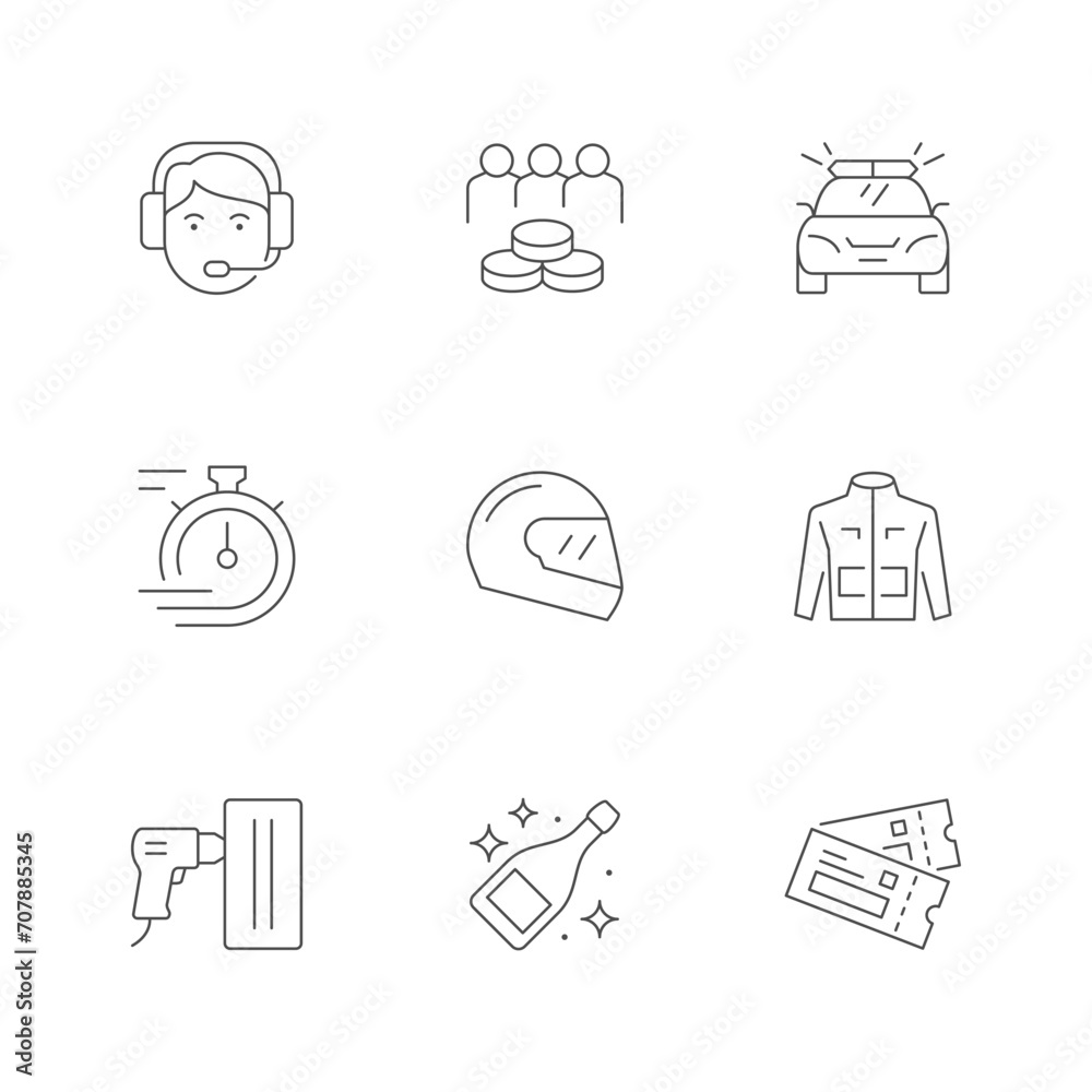 Fototapeta premium Set line icons of race
