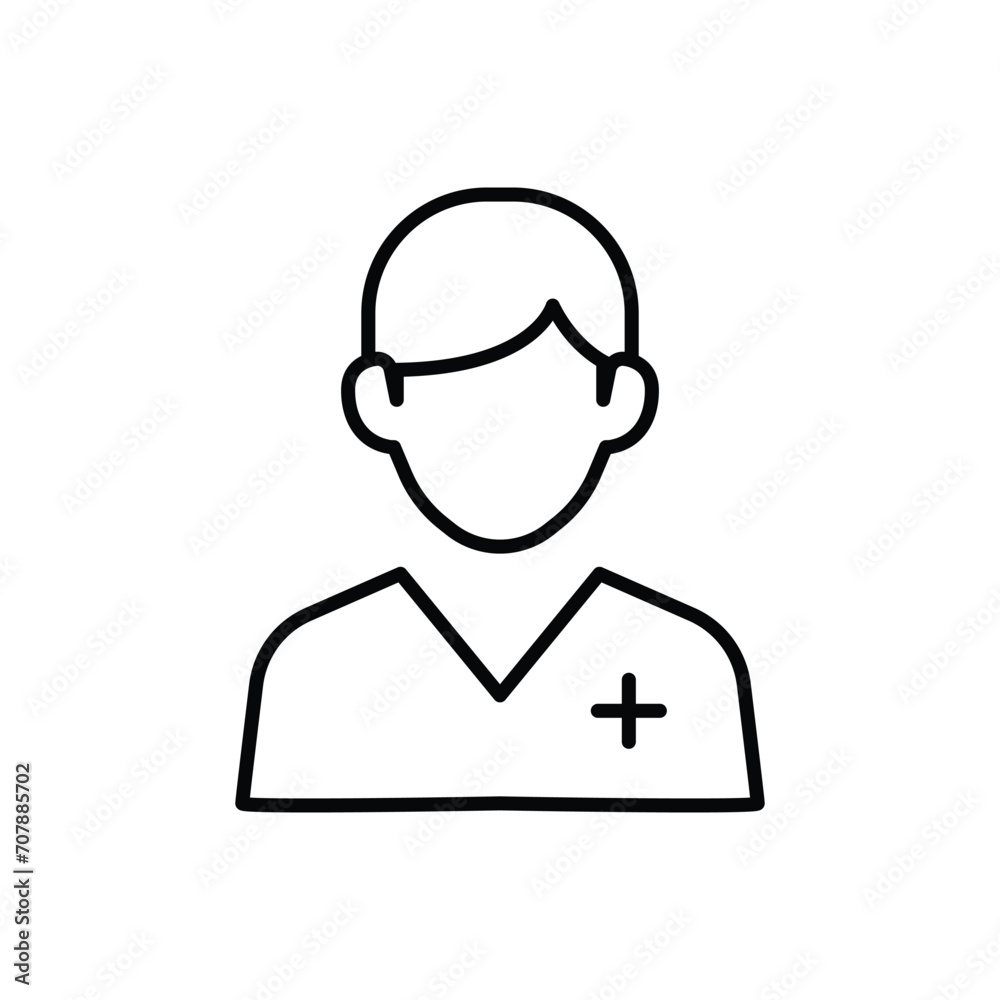 Nurse icon. Simple outline style. Medical assistant, male, man, medic, doctor, health, medicine, hospital concept. Thin line symbol. Vector isolated on white background. SVG. Nurse icon. Simple outline style. Medical assistant, male, man, medic, doctor, health, medicine, hospital concept. Thin line symbol. Vector isolated on white background. SVG.