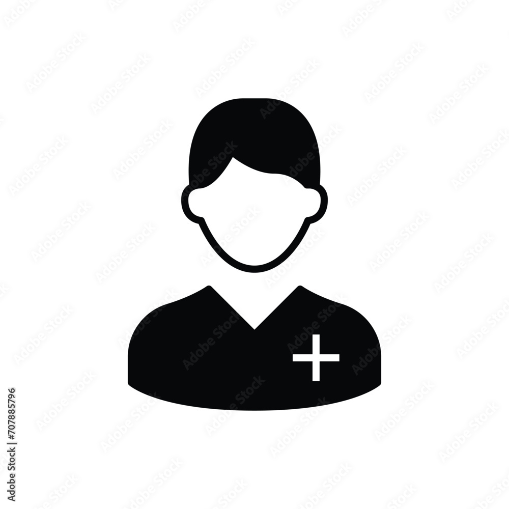 Nurse icon. Simple solid style. Medical assistant, male, man, medic, doctor, health, medicine, hospital concept. Black silhouette, glyph symbol. Vector isolated on white background. SVG. Nurse icon. Simple solid style. Medical assistant, male, man, medic, doctor, health, medicine, hospital concept. Black silhouette, glyph symbol. Vector isolated on white background. SVG.