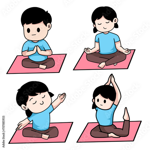 set of illustrations yoga postures vector