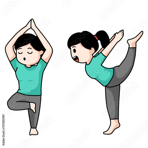 set of illustrations yoga postures vector