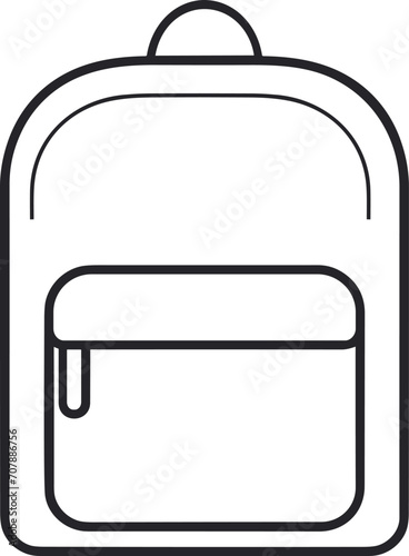 Clean and Simple Line Vector Illustration of Classic Backpack Design