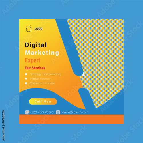 Digital Marketing Agency Social Media Post Business Banner Design Vector Template, 